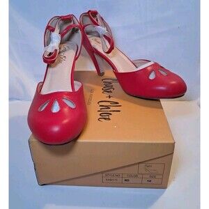 NEW Chase & Chloe Kimmy-75 Teardrop Cut Out Ankle Strap 3" Heel Pumps Size 10